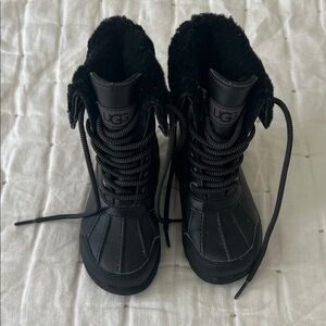 UGG Kids Black Lace-Up Winter Boots